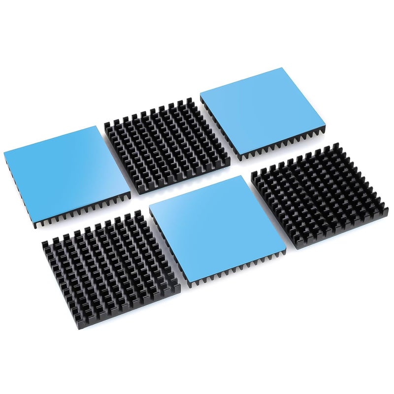 Manesi 6PCS 40mm Aluminum Heat Sink with Thermal Conductive Adhesive Tape, 40×40×5mm Heatsink Cooler for Cooling TEC1-12706, VRM GPU Stepper Driver 3D Printer Stepper Motor - Image 1